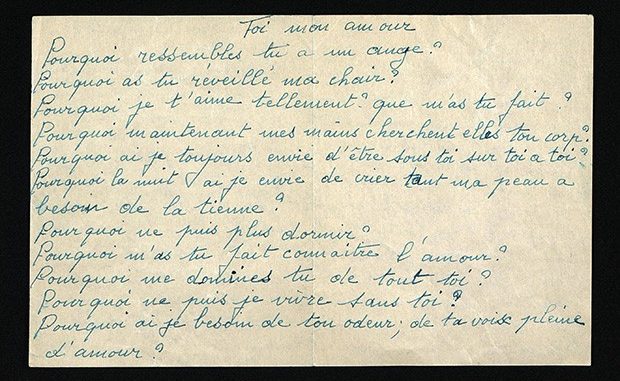 Cartas de amor da cantora Edith Piaf